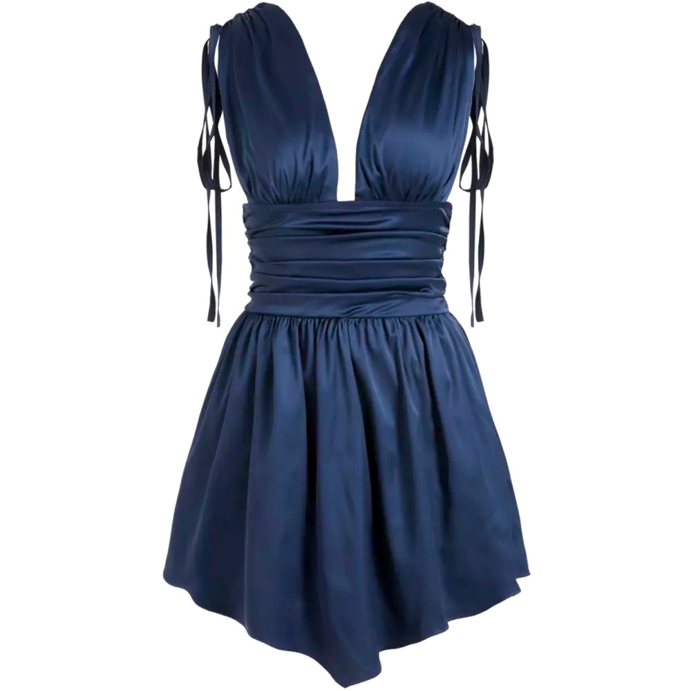 Dark Blue Satin Mini Dress - Cider - Size Medium (NEVER WORN/WITH TAGS)